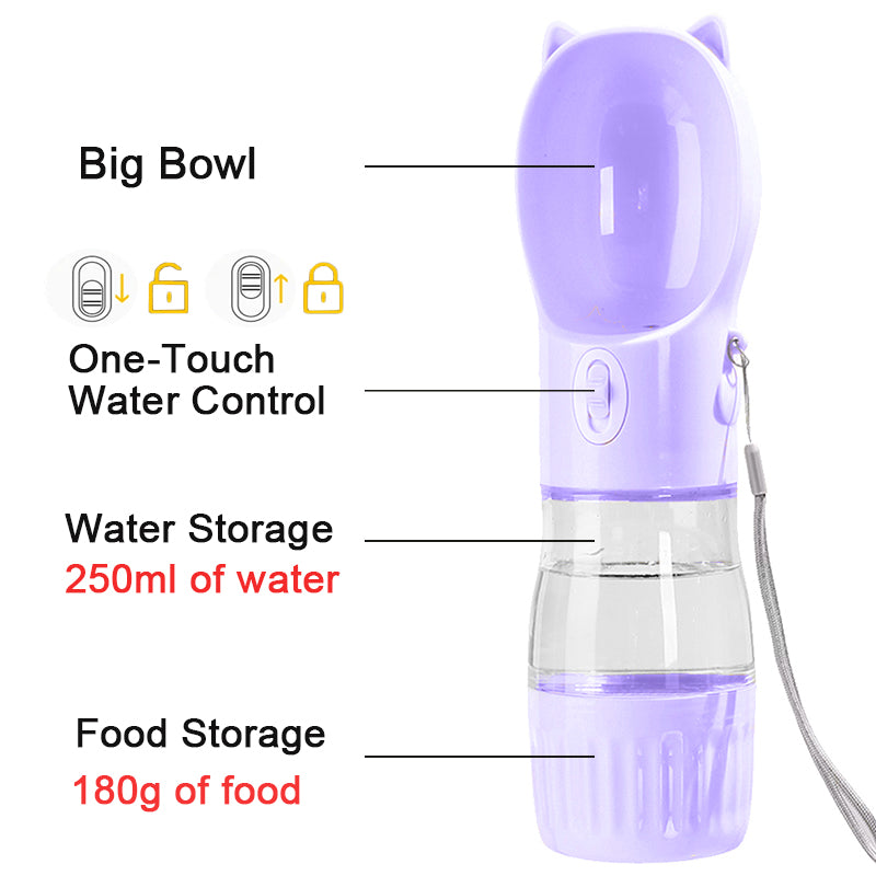 2 In 1 Portable Dog Water & Food Bottle