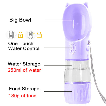 2 In 1 Portable Dog Water & Food Bottle